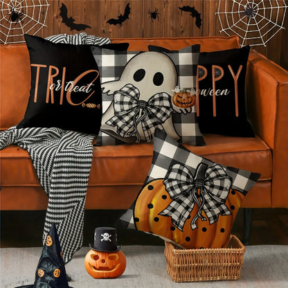 Halloween : Ghost with Bow & Pumpkin