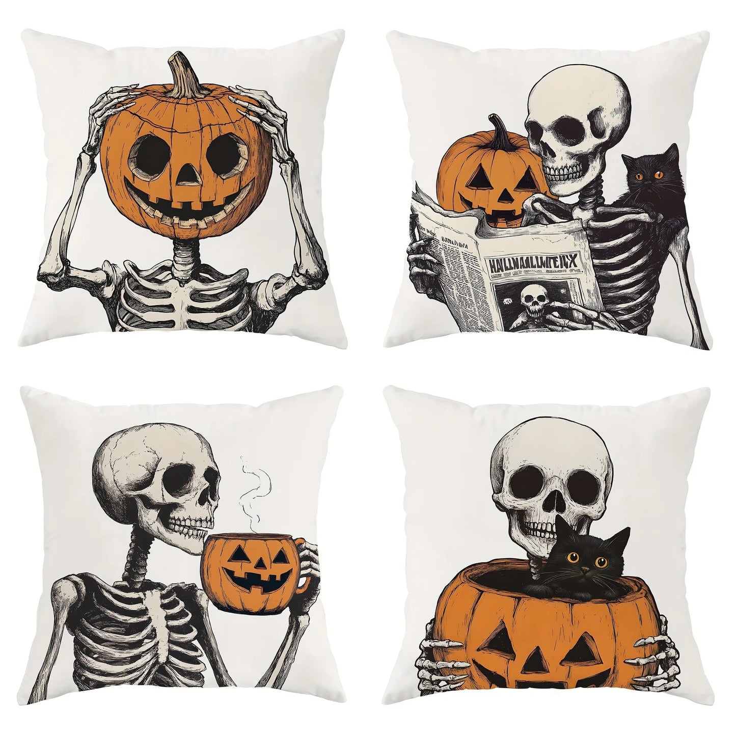 Halloween : Skeleton and Pumpkin