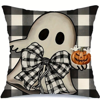 Halloween : Ghost with Bow & Pumpkin