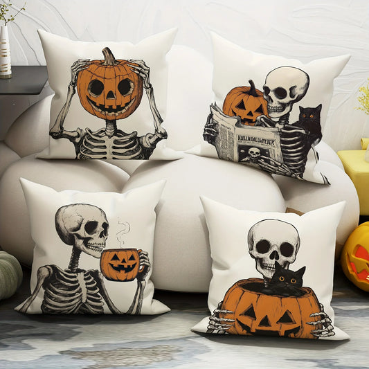 Halloween : Skeleton and Pumpkin