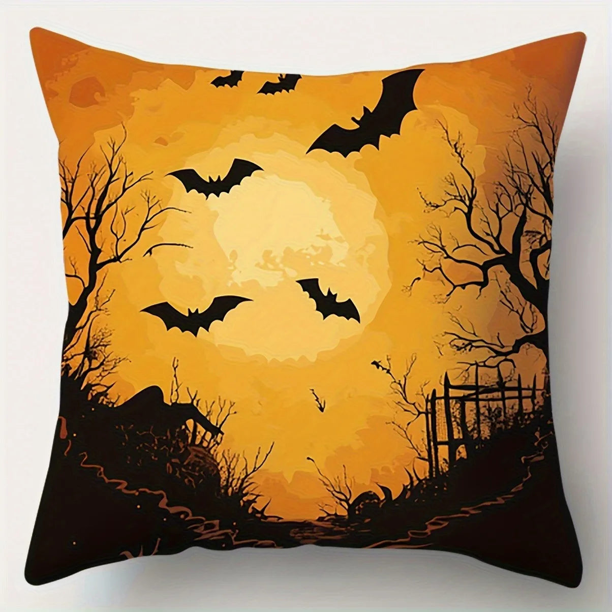 Halloween: Spooky Houses, Bats & Full Moon Pattern