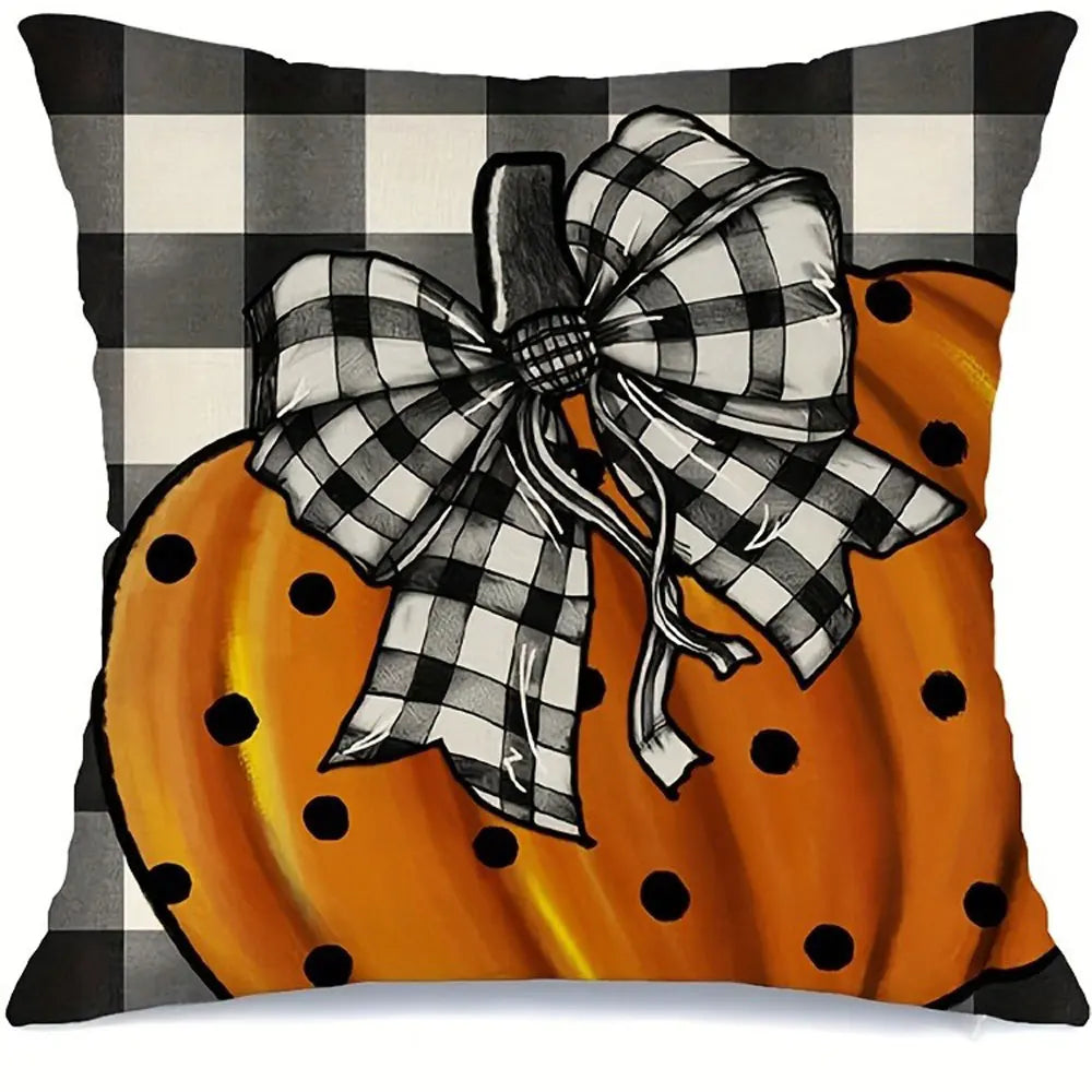 Halloween : Ghost with Bow & Pumpkin