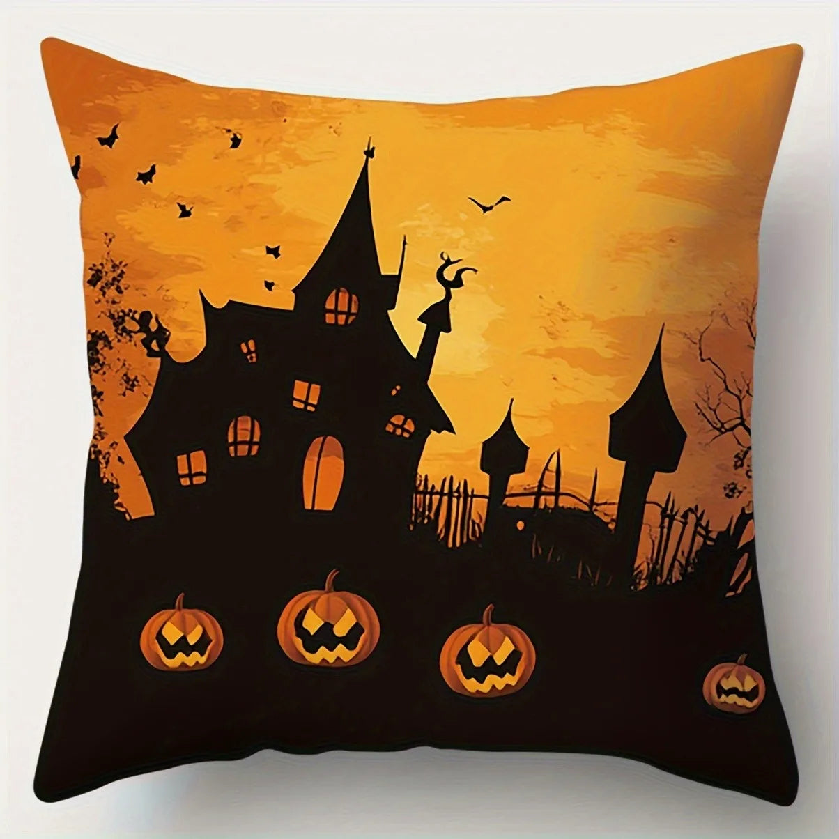 Halloween: Spooky Houses, Bats & Full Moon Pattern
